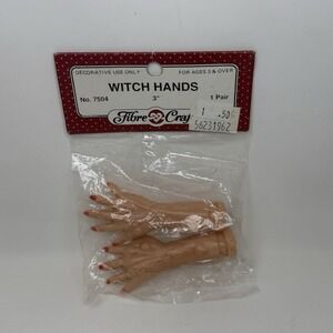 Vintage Fibre Craft Witch Hands 3 Inches One Pair No. 7504 - Doll Parts